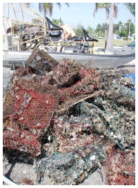 Derelict crab traps can be a hazard for marinelife and navigation. Photo courtesy FWC.