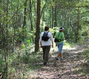 Locals Susan Petro and Joan Vienot enjoy a hike along the Bruce Creek trail. Lori Ceier/Walton Outdoors