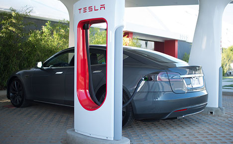 Example of TESLA charging station. Photo courtesy of TESLAmotors.com